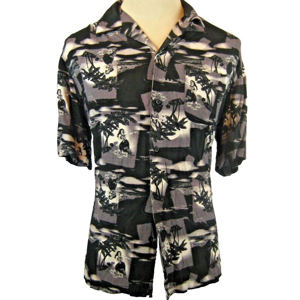 Mens Puritan Rayon Hawaiian/Aloha SS Island Camp/Lounge Casual Shirt sz M